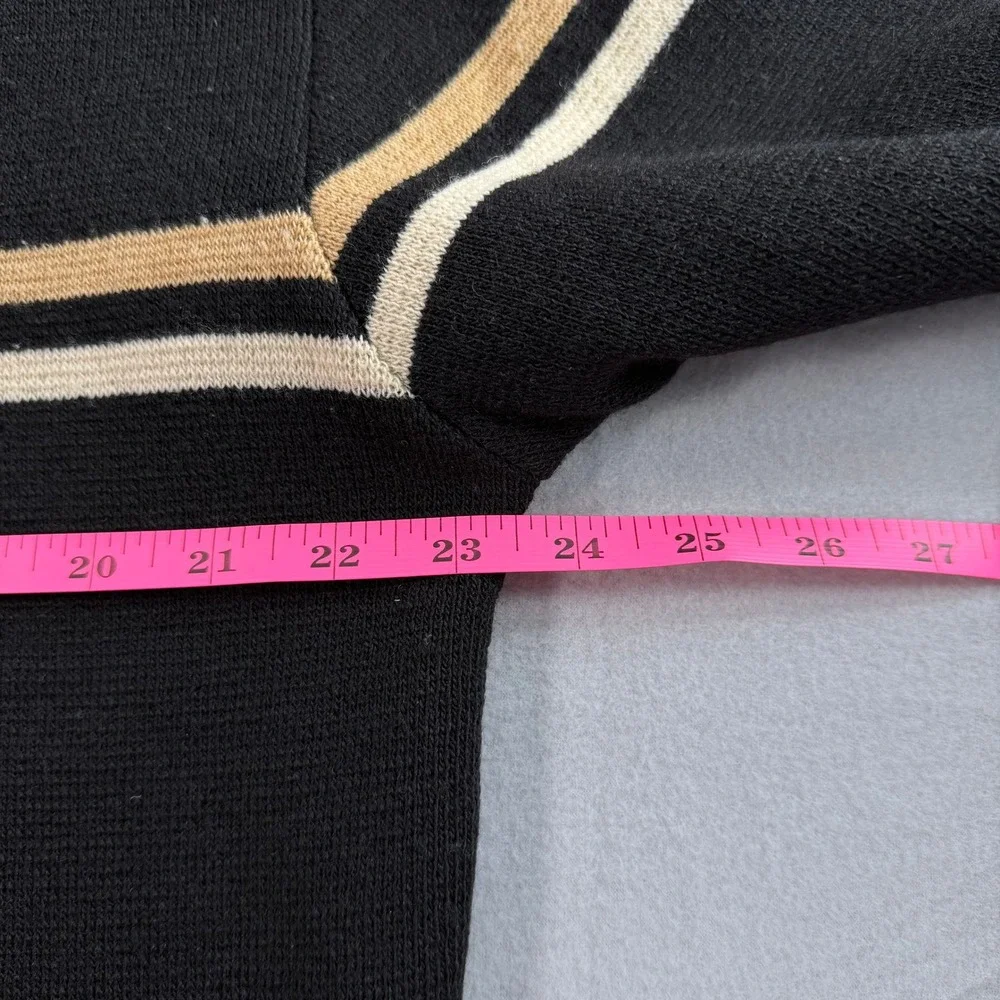 Vintage Lacoste Full Zip Sweater Mens 5 / L Black Striped Mock Neck Wool Blend